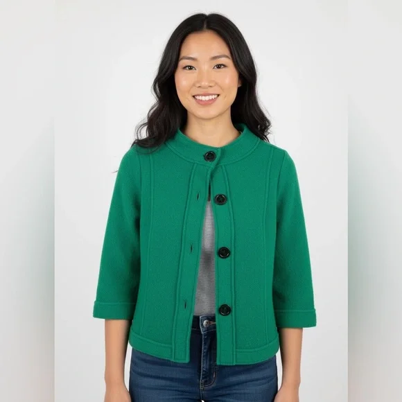 Chico's Boiled Wool Addison Cardigan Jacket Size 1 - Picture 3 of 7